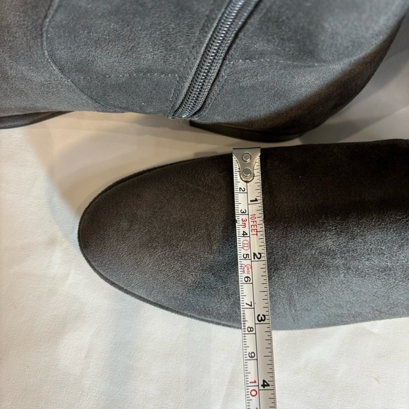 MARC FISHER Sz 9 Over the Knee Boots Drawstring Almond Toe Flat Heel In Grey - Picture 8 of 14